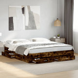 Bed Frame with Drawers without Mattress Smoked Oak 200x200 cm 3280360