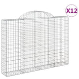 Arched Gabion Baskets 12 pcs 200x30x140/160 cm Galvanised Iron 3146162