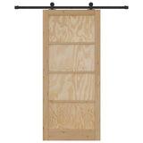 Sliding Door Natural and Black 93 x 211 cm Solid Pine Wood 3333348