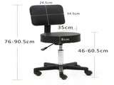Round Shape Plastic Adjustable Salon Stool with Back Black 42012977