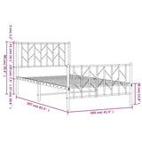 Metal Bed Frame without Mattress with Footboard Black 100x200cm 374450