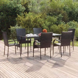 Garden Dining Set Black PE rattan Medium Stackable 3156669