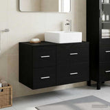 Bathroom Furniture Set 2 pcs Black Oak Engineered Wood 3403961