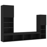 4 Piece TV Wall Units with LED Black Engineered Wood 3216655