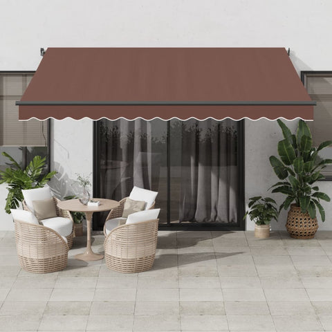 ZNTS Manual Retractable Awning with LEDs Brown 400x350 cm 3215404