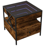 Coffee Table with Infinity LED Smoked Oak 50x50x51 cm 847714