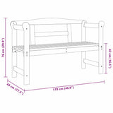 Outdoor Bench Brown 119 x 76 x 44cm Solid pine wood 4012185