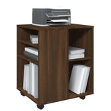 Rolling Cabinet Brown Oak Engineered Wood Medium Rollable 815971