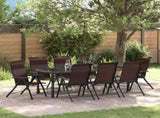 Garden Dining Set 9 pcs Brown Powder-Coated Steel 3379267
