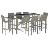 Garden Bar Set Grey PE rattan, powder-coated steel, tempered glass 3187661