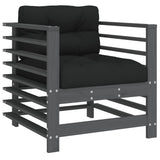 Garden Chairs with Cushions 2 pcs Grey Solid Wood Pine 825676