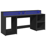 Desk with LED Lights Black 200x55x91 cm Engineered Wood 3309439
