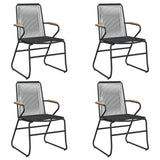 5 Piece Garden Dining Set Black PVC Rattan 3060274