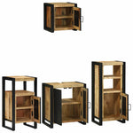 Bathroom Furniture Set with Shelf 4 pcs Brown Solid Mango Wood 3305648