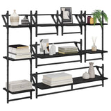 Wall Shelf Set 6 pcs Black Oak 100 x 25 x 30 cm Engineered Wood 882840