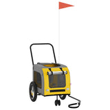 Pet Bike Trailer Yellow and Grey 54.5 x 120 x 161 cm 93847
