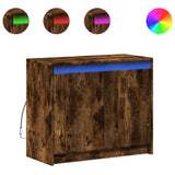 Sideboard with LED Smoked Oak 72x34x61 cm Engineered Wood 852177