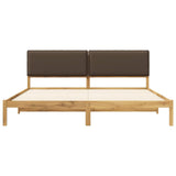 Bed Frame with Upholstered Headboard Whitewash and Taupe 3405040