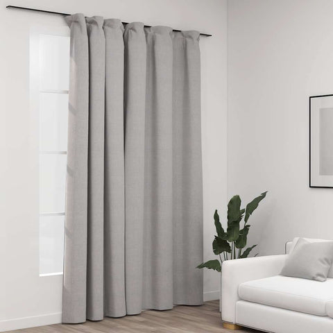 ZNTS Linen-Look Blackout Curtain with Hooks Grey 290x245 cm 321175