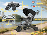 6 in 1 Foldable Kids Trike with Adjustable Parent Handle & Canopy for Ages 1-5, Black T3398P378919
