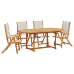 ZNTS 5 Piece Garden Dining Set Solid Wood Acacia and Textilene 3279286