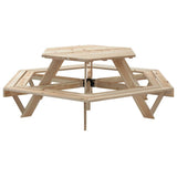 Picnic Table for 6 Kids with Benches Hexagon Solid Wood Fir 4008993