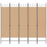 5-Panel Room Divider Beige 200 x 180 cm Fabric 42039191