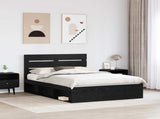 Bed Frame with Headboard Black 140 x 190 cm Solid Pine Wood 3411745