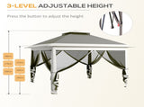 Pop Up Canopy Tent with Double Roof, Zipped Mesh Sidewalls, Carrying Bag, Height Adjustable for T3398P325195