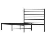 ZNTS Metal Bed Frame without Mattress with Headboard Black 80x200cm 352310