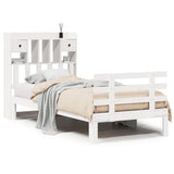 Bookcase Bed without Mattress White 90x200cm Solid Wood Pine 3322791