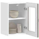 Kitchen Wall Cabinet with Glass Door Kalmar Brown Oak Engineered Wood 853534