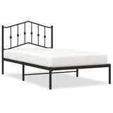 Metal Bed Frame without Mattress with Headboard Black 100x190cm 373783