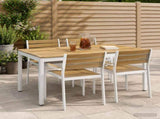 Garden Dinner Table White 141 x 80.5 x 75 cm Solid Acacia Wood 901765