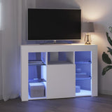 Corner LED TV Cabinet White 100x40x68cm Engineered Wood 889785