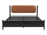Metal 4ft6 double bed 135190cm, With a PU-upholstered headboard, Durable and Sturdy, Youth N604P390164B