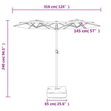 Double-Head Garden Parasol with LEDs Green 316x145 cm 362970