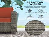 Rattan Sofa, 2 Seater Garden Furniture with Soft Padded Cushion and Armrests, Wicker Garden Loveseat T3398P323886