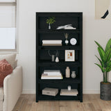Book Cabinet Black 80x35x154 cm Solid Wood Pine 821693