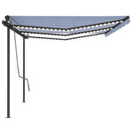 ZNTS Manual Retractable Awning with LED 6x3.5 m Blue and White 3070281