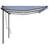 ZNTS Manual Retractable Awning with LED 6x3.5 m Blue and White 3070281