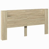 Storage Headboard with LED Sonoma Oak Engineered Wood 3418693