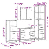 4 Piece Bathroom Furniture Set Smoked Oak Engineered Wood 3301262
