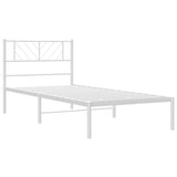 ZNTS Metal Bed Frame without Mattress with Headboard White 90x200cm 372221