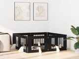 Dog Gate with Stands 8 pcs Black Oak 60 x 60 cm Engineered Wood 892163