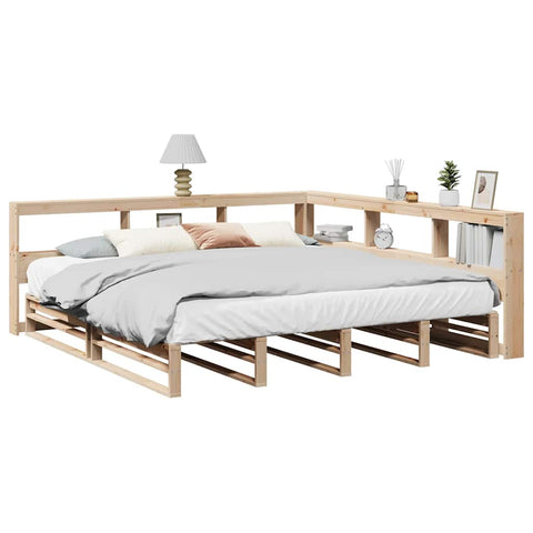 ZNTS Bookcase Bed without Mattress 200x200cm Solid Wood Pine 3324487