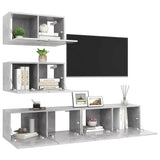 4 Piece TV Cabinet Set Concrete Grey Engineered Wood 3079130