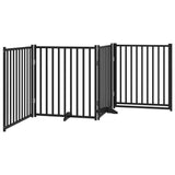 Dog Gate with Door Foldable 4 Panels Black 320 cm Solid Wood Fir 352291