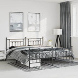 Bed Frame Black Steel Double Bed Frame Rectangular Industrial 353561
