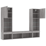 5 Piece TV Wall Units with LED Grey Sonoma Engineered Wood 3216695